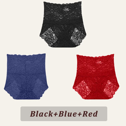 Womens 3 Pcs Floral Lace Sexy Panties