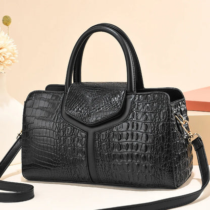 Womens Crocodile Pattern Large Capacity Handbag