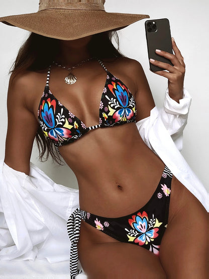 Halter Style Brazilian Floral Bikini