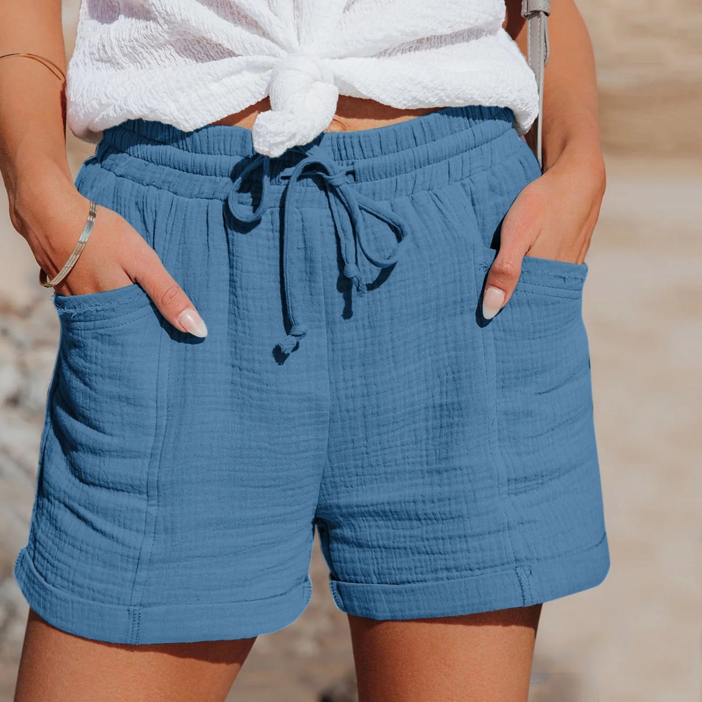 Womens Drawstring Casual Summer Shorts